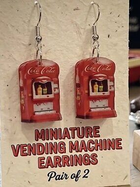 NWT 1 Pair Retro Coca-Cola Vending Machine Earrings With Stainless Steel Hook 2D